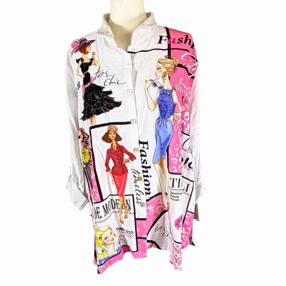 John Mark Tops - John Mark Womens Blouse Button Up XL Multicolored Maximalist Colorful Artsy NWT